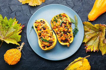 Tasty autumn stuffed pumpkin