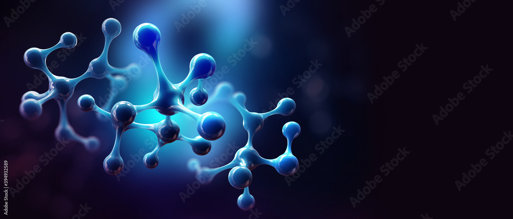 Leinwandbilder molecule 3d illustration. crystal lattice under a microscope. cellular therapies. laboratory experim