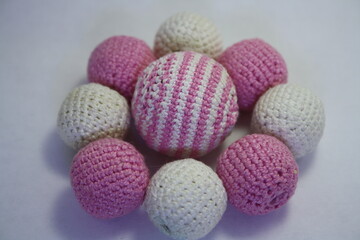 Beads on a white background.