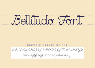 Bellitudo font is a calligraphic old style hand writting. The strokes are unexpanded so the stroke weight is editable. - 394932941