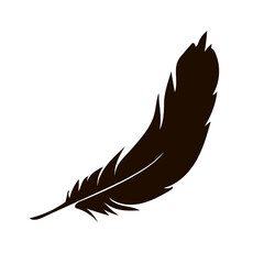 Vector isolated feather silhouette. Black color.