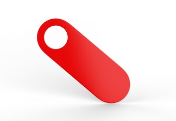 Blank Door hanger flyer red tags for room in hotel, resort, home isolated for design template. 3d illustration.
