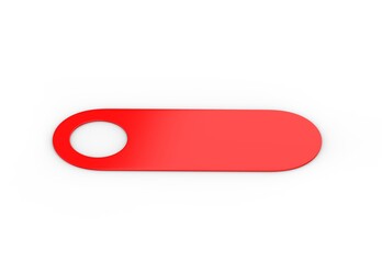 Blank Door hanger flyer red tags for room in hotel, resort, home isolated for design template. 3d illustration.