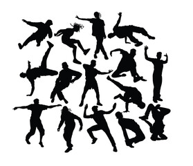 Hip Hop and Dance People Silhouettes, art vector design
