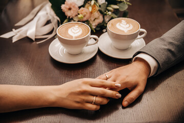 Romantic dinner for lovers in a restaurant