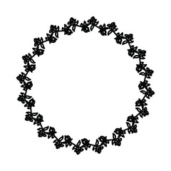 Cute Merry Christmas wreath for quote at white background vector illustration. Nature design greeting card template. Winter holidays Xmas day. Wedding organic leaf plant border. Boho style black color