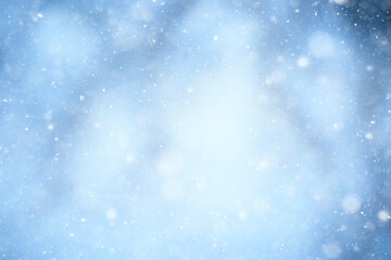 abstract blue background snow snowflakes, new year, glow design