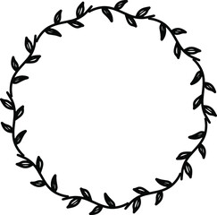 Obraz premium Herbal exotic twig branche wreath border frame template. Black white Delicate Vector illustration invitation card. Rustic vintage fern frond floral arrangement good to wedding birthday Mother's day