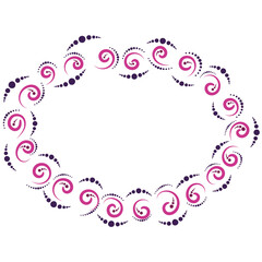 frame with pink curls, balls, circles and patterns
