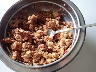 preparation of a homemade apple strudel