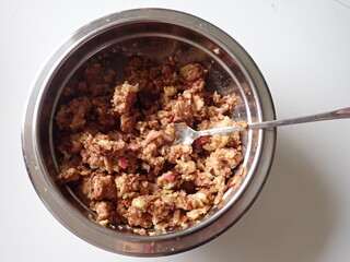 preparation of a homemade apple strudel