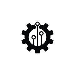 Gear technology vector logo, icon template. This logo is suitable for factory, technology, website, digital, wheel.