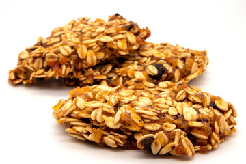 homemade oatmeal cookies isolated on white background