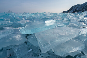 Frozen Baikal lake in winter season, Siberia region, Russia