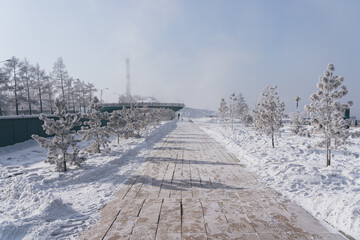 Beautiful winter season in Irkutsk city, Siberia region, Russia
