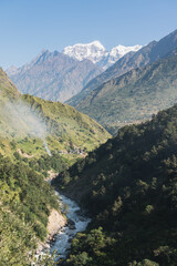 Beautiful landscape of Himalaya mountains in Manaslu trekking route, Nepal