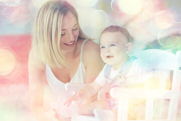 mother with a small child toddler / two family mother and child motherhood, health with happiness