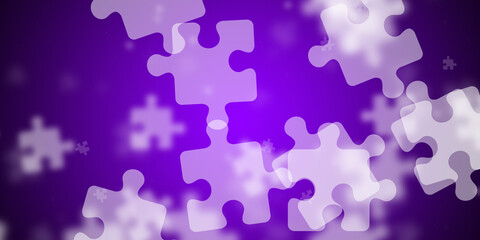 Abstract purple background with flying puzzle pieces