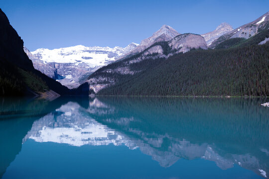 Lake mountain landscape . beautiful nature background. lake louise stock image.