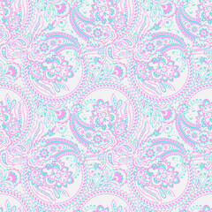 Paisley floral vector illustration in damask style. seamless background