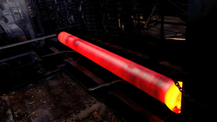 New hot cast iron pipe at the foundry