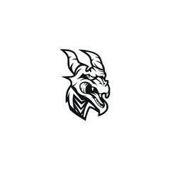 HEAD DRAGON MONOCHROME LOGO DESIGN TEMPLATE