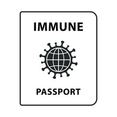 Coronavirus Immune passport template icon. Covid-19 immunity symbol sign. Vector illustration image. Isolated on white background.
