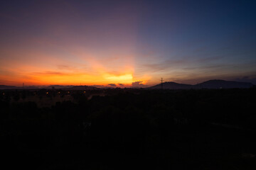 Beautiful sunrise sky for background in Phang Nga Thailand.
