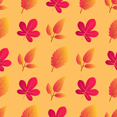 Fototapeta na wymiar Autumn seamless background with colorful leaves