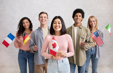 Young students of language school celebrate holiday