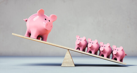 Pink piggy banks on seesaw © peterschreiber.media