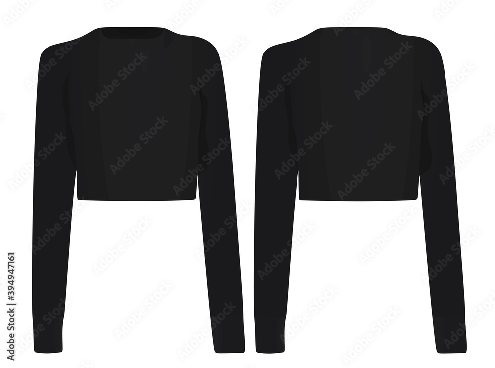 Canvas Prints Women black crop sweater. vector illustration