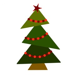 Green Christmas tree as symbol of Happy New Year, Merry Christmas holiday celebration. Sparkle light decoration. Bright shiny design illustration