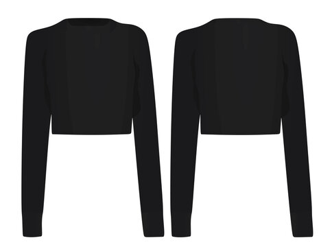 Women black crop sweater. vector illustration