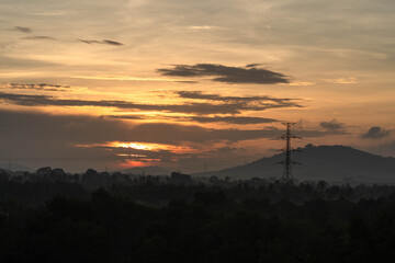 Sunrise over mountain in Phuket Thailand.