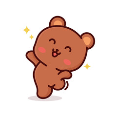 Simple and cute teddy bear standing  Happy