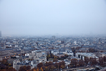 Fototapeta na wymiar View of Paris panorama from Eiffel tower.