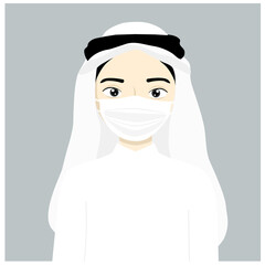 vector of Muslim man in a mask, Arab man in a mask