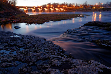long exposure of a longest waterfall in Europe - Ventas rumba, Kuldiga, Latvia