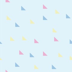 Light blue background with triangles. Illustration with a set of colored triangles. Template for Wallpaper and fabric.