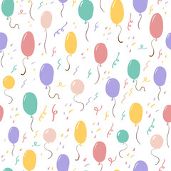 birthday party design pattern. Balloons celebration seamless pattern