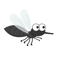 Mosquito on white background. Mosquito bites. mosquito cartoon. wallpaper. free space for text. copy space.