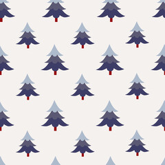 Obraz premium Seamless pattern with Christmas trees on white background, vector