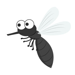 Mosquito on white background. Mosquito bites. mosquito cartoon. wallpaper. free space for text. copy space.