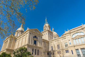 Fototapeta na wymiar National Palace on Montjuic hill in Barcelona in Spain.