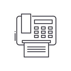 Fax machine icon, linear isolated illustration, thin line vector, web design sign, outline concept symbol with editable stroke on white background.
