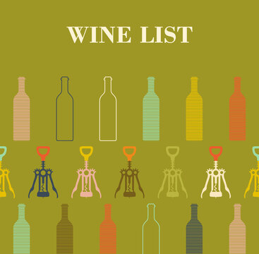 Wine List template. Vintage style wine theme pattern. Retro style wine logo. Alcoholic vector logotype illustration. Bar, cafe, pub or restaurant background.