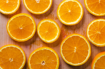 round cut slices of fresh orange