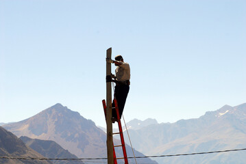 telephone cable in Patagonia, Argentina