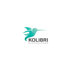 Abstract colorful colibri bird logo line outline creative vector icon illustration template